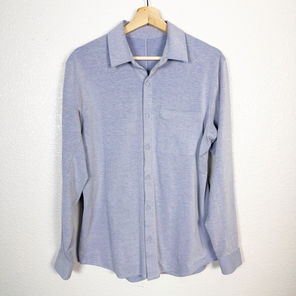 Lululemon‎ Mens M Office Commission Long Sleeve Button Down Shirt Heathered Blue